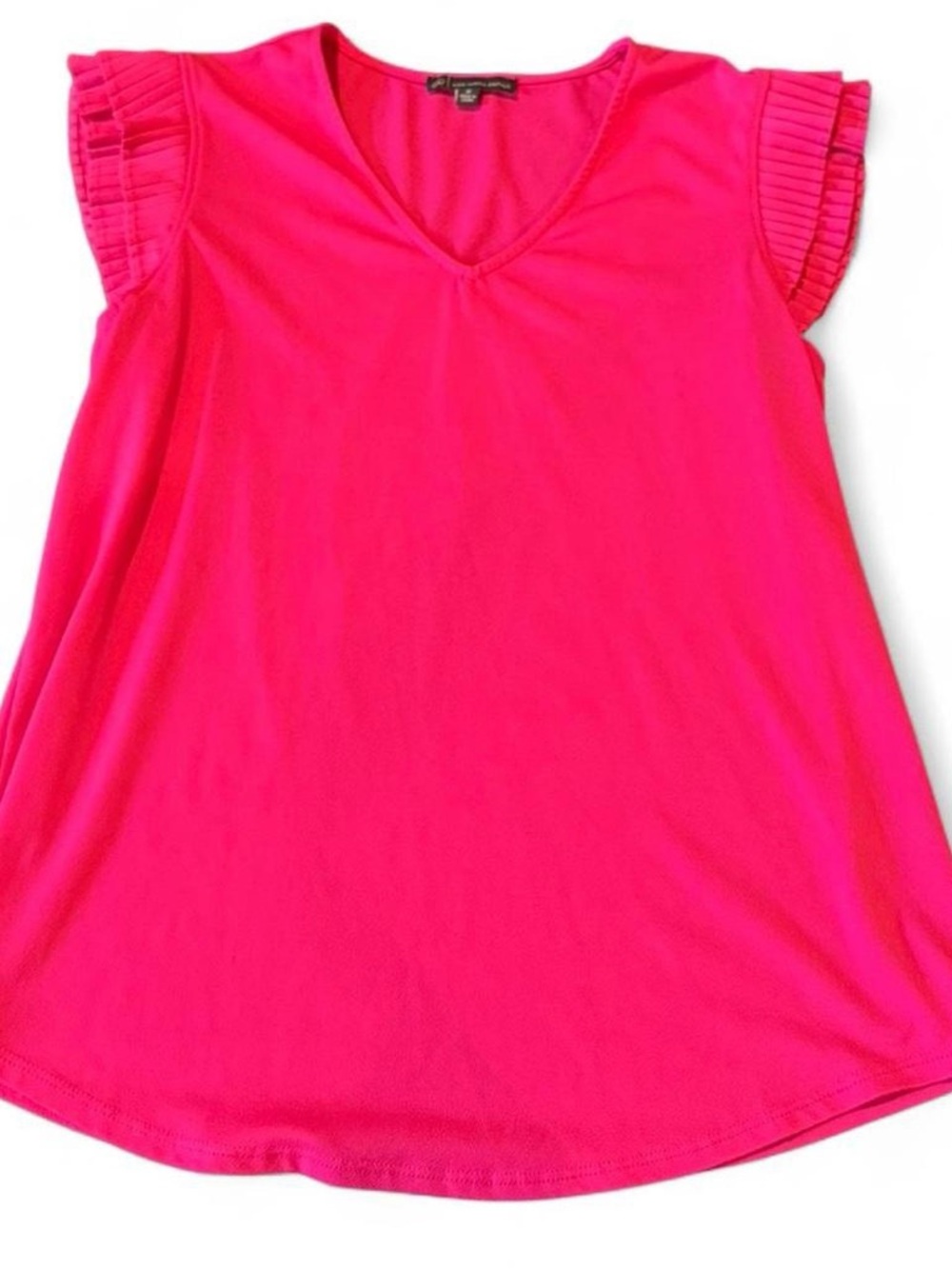Pink Flutter Sleeve V-Neck Top